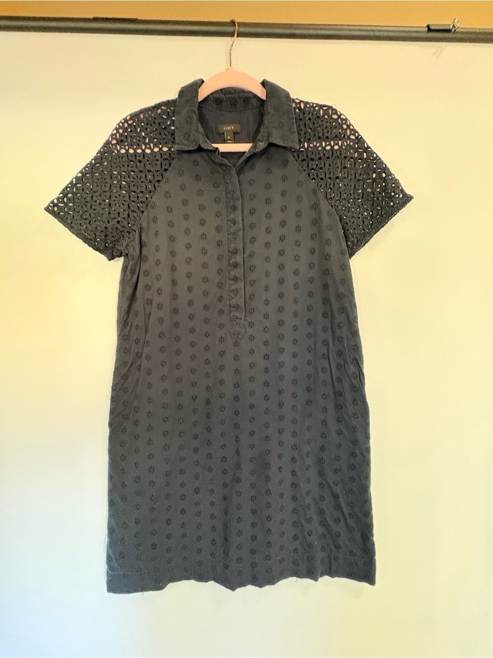 J crew Navy Eyelet Shift Dress